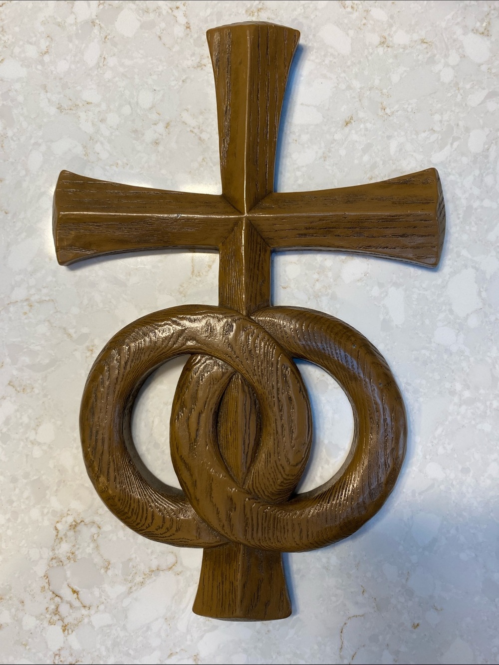 Vintage 70’s inspired Wedding Unity Interlocking Rings Wall Cross Decor